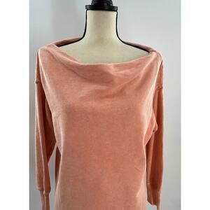 Pilcro Anthropologie Orange Coral Top Cowl Neck Slouchy Long Sweatshirt S M
